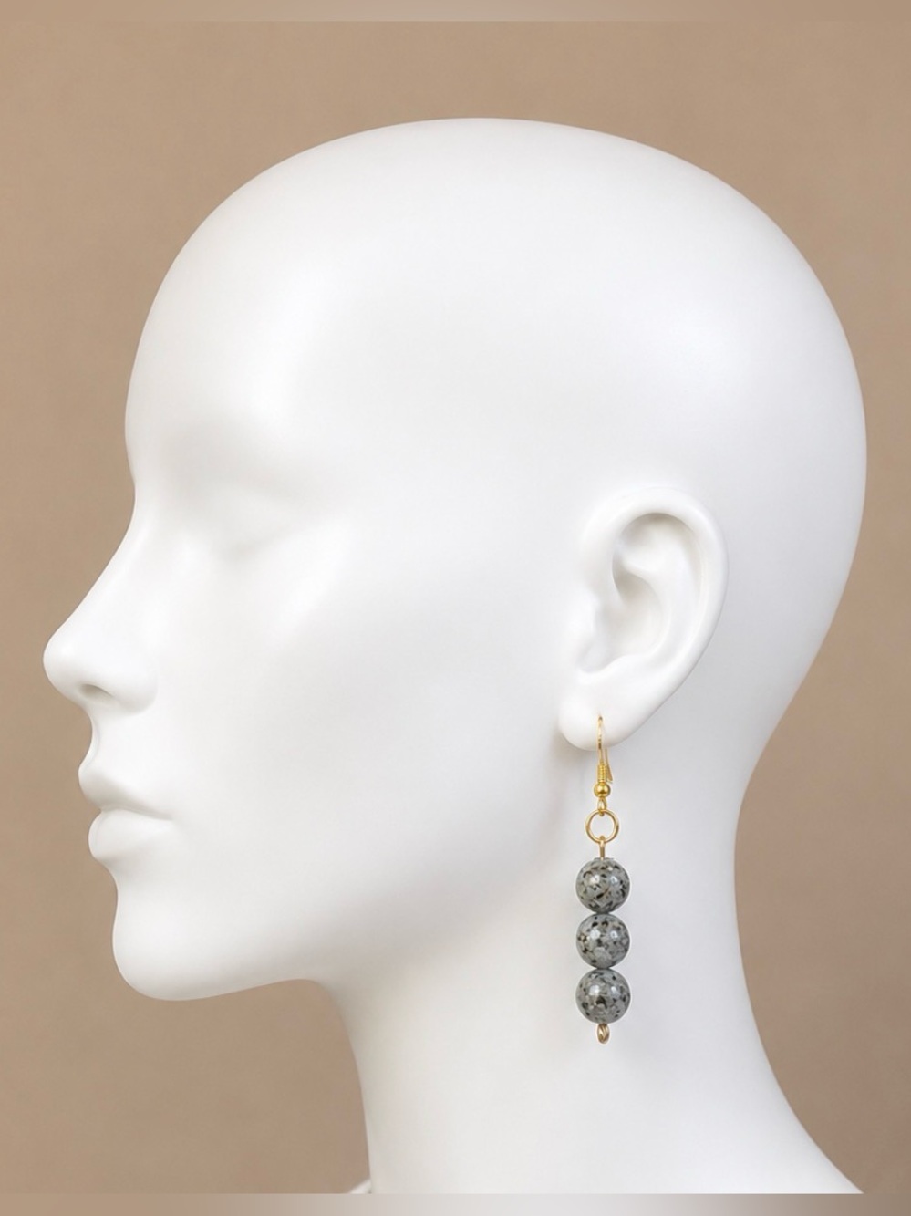 NWT- Handmade- lava Elegant - Gold and Gray - Dangle Earrings - 925 gold plated - Picture 2 of 3